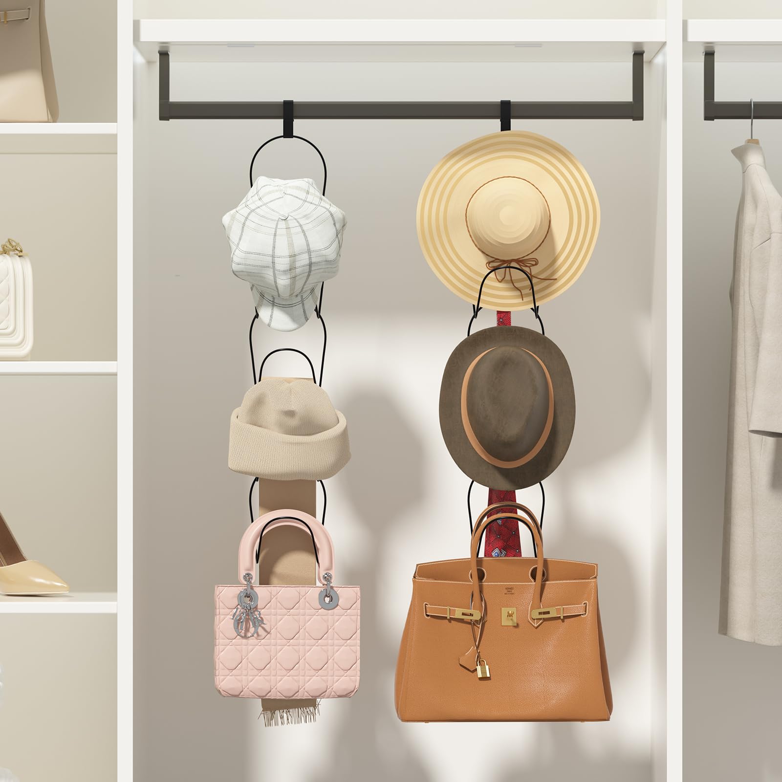 Linfidite 10 Pack Hat Rack Hanger Holder Organizer Closet Hanging Baseball Cap Display Storage Rack For Scarves Handbags Towels